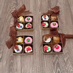 Decorative Chocolate Gift Box Ornaments with Brown Ribbons Christmas Baking Them